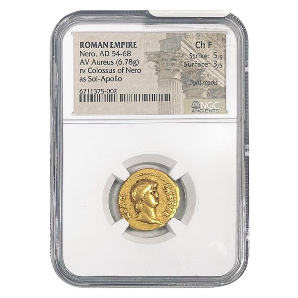 Roman Nero, AD 54-68 Gold Aureus NGC Ch F