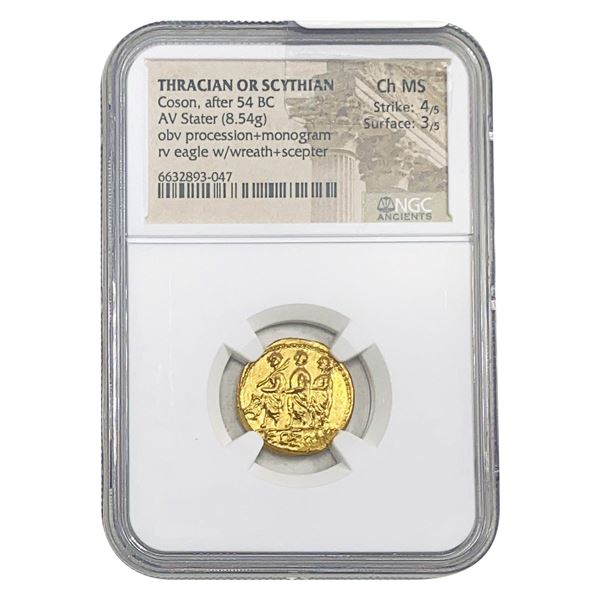 Thracian/Scythian Coson, after 54 BC Gold Stater NGC