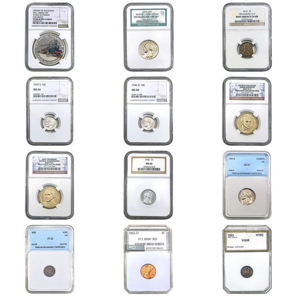 1839-2011 [12] U.S. Certified Coin Lot NGC/PCI MS