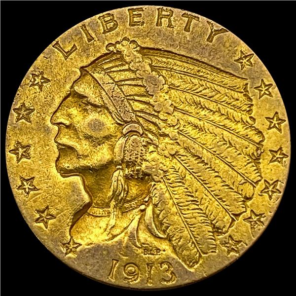 1913 Indian Head $2.50 Gold Quarter Eagl CLOSELY UNCIRCULATED