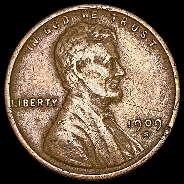 1909-S Lincoln Wheat Cent LIGHTLY CIRCULATED
