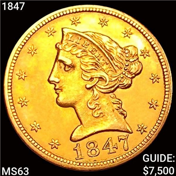 1847 $5 Gold Half Eagle CHOICE BU
