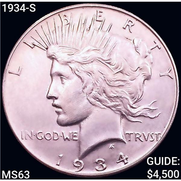 1934-S Silver Peace Dollar CHOICE BU