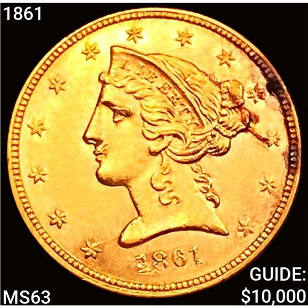 1861 $5 Gold Half Eagle CHOICE BU