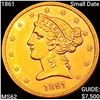 Image 1 : 1861 Small Date $5 Gold Half Eagle UNCIRCULATED