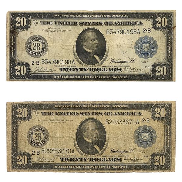 1914 [2] $20 Federal Reserve Note Blue Seal