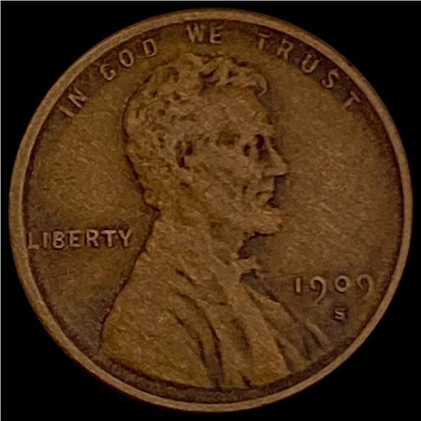1909-S VDB Lincoln Wheat Penny LIGHTLY CIRC