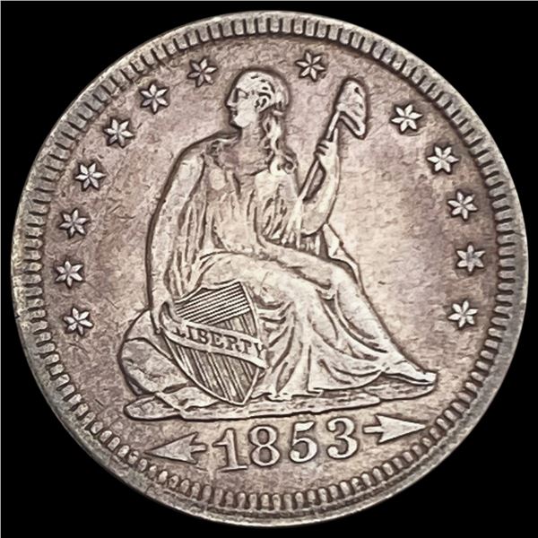1853 Seated Liberty Quarter (Arrows). CLOSELY UNCIRCULATED