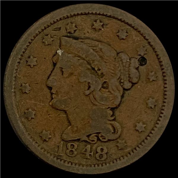 1848 Braided Hair Large Cent LIGHTLY CIRCULATED
