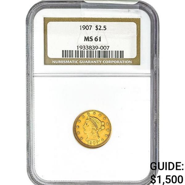 1907 $2.5 Liberty Head NGC MS61