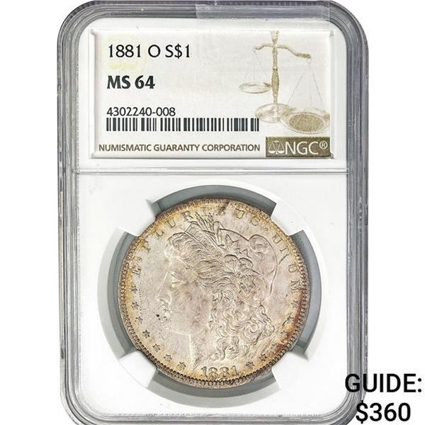 1881-O Morgan Silver Dollar NGC MS64