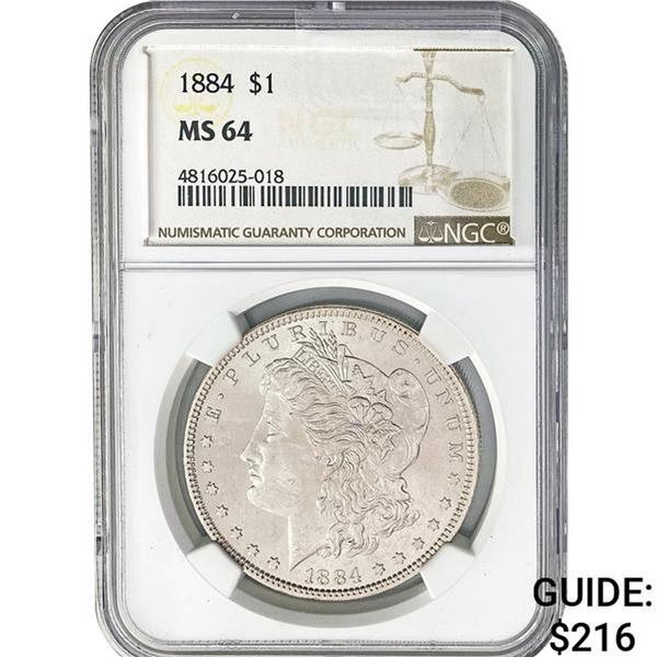 1884 Morgan Silver Dollar NGC MS64