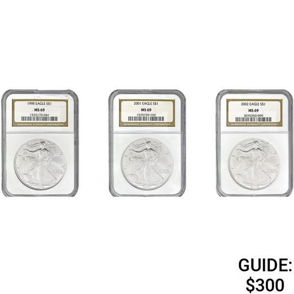 1998-2002 Silver Eagle[3] NGC MS69