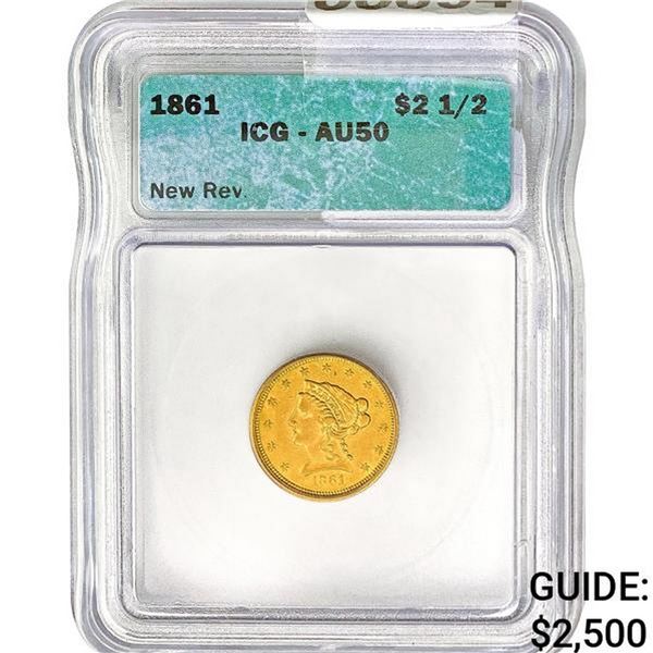 1861 $2.5 Liberty Head ICG AU50