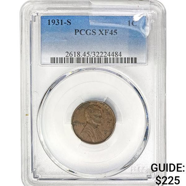 1931-S Lincoln Cent PCGS XF45