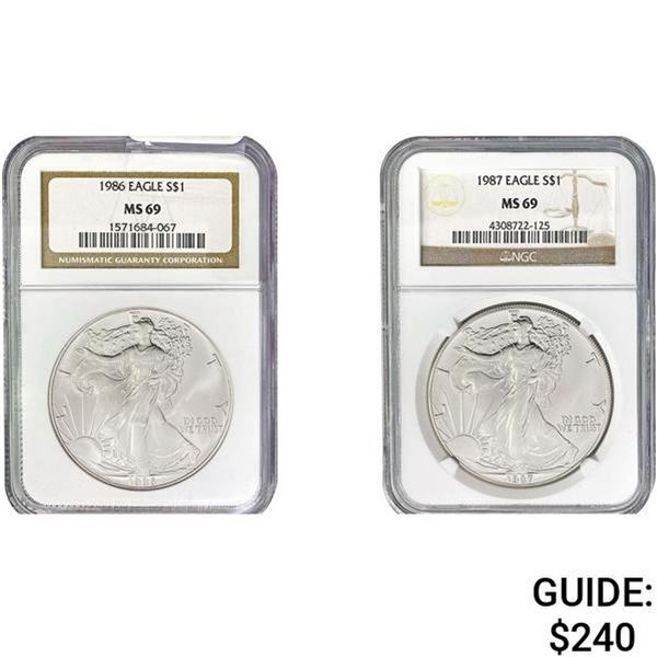 1986/1987 American Silver Eagle NGC MS69 [2]