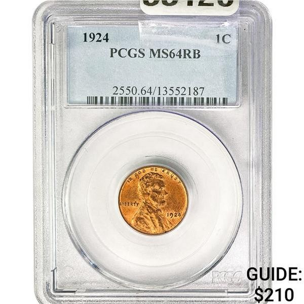 1924 Lincoln Cent PCGS MS64RB
