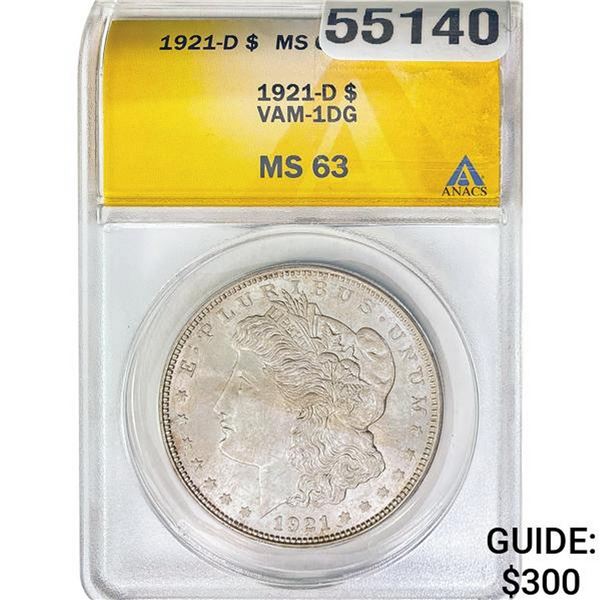 1921-D Morgan Dollar ANACS MS63