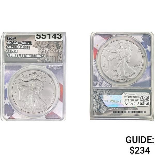 2021 Silver Eagle Type I & II ANACS MS70 [2]