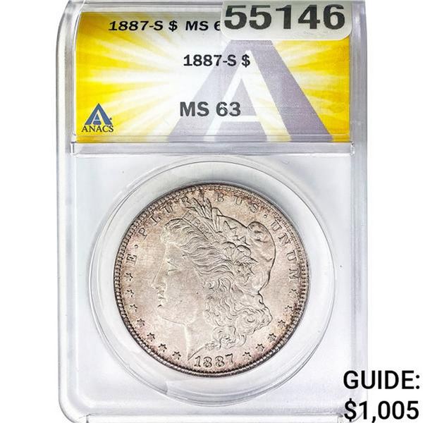 1887-S Morgan Dollar ANACS MS63