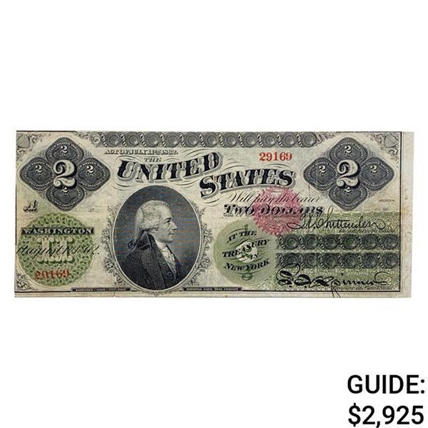 1862 $2 LEGAL TENDER UNITED STATES NOTE VERY FINE+