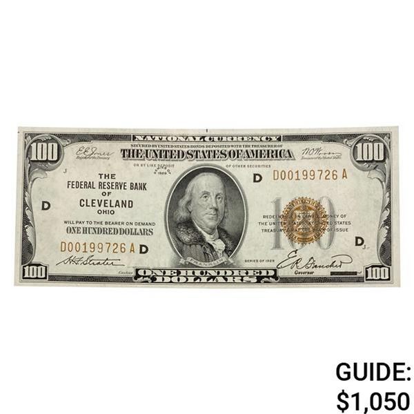 1929 $100 FRBN CLEVELAND, OH GEM UNC