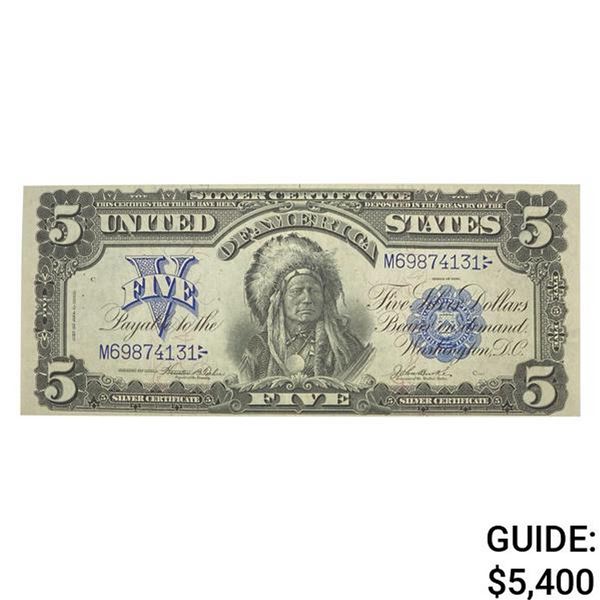 1899 $5 "CHIEF" SILVER CERTIFICATE ABOUT UNC