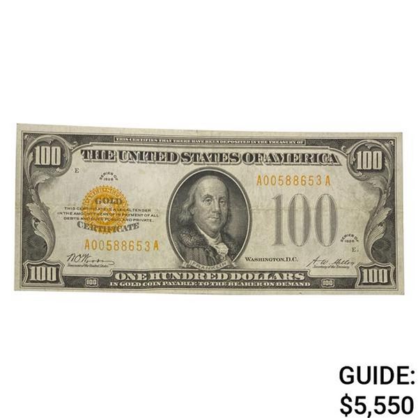 1928 $100 GOLD CERTIFICATE EXTREMELY FINE