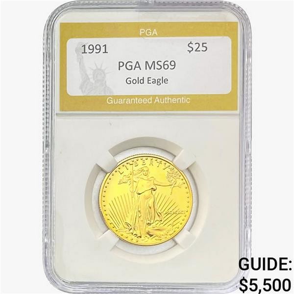 1991 $25 1/2oz Gold Eagle PGA MS69