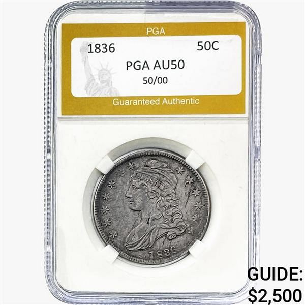 1836 Capped Bust Half Dollar PGA AU50 50/00