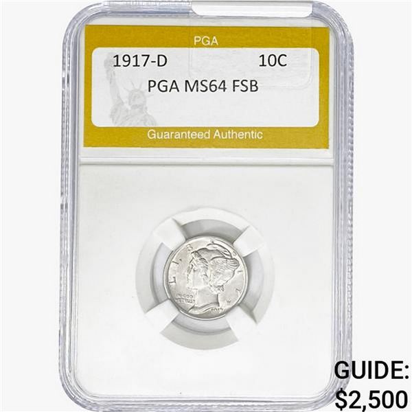 1917-D Mercury Silver Dime PGA MS64 FSB