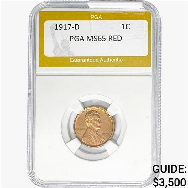 1917-D Wheat Cent PGA MS65 RED