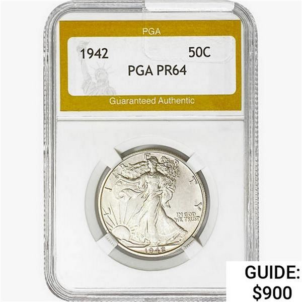 1942 Walking Liberty Half Dollar PGA PR64