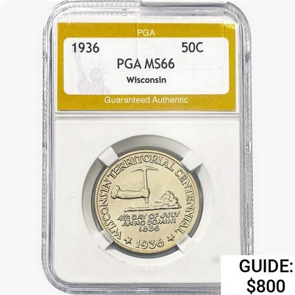 1936 Wisconsin Half Dollar PGA MS66