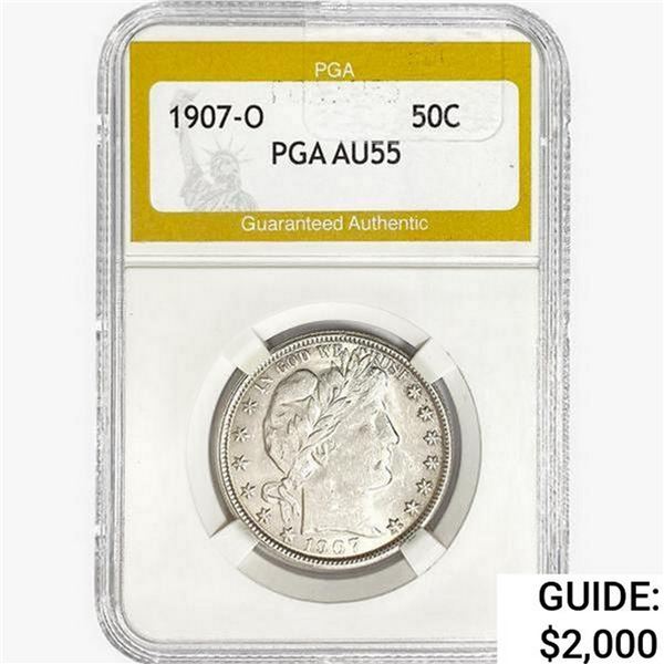 1907-O Barber Half Dollar PGA AU55