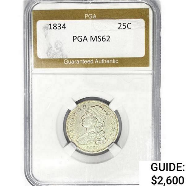 1834 Capped Bust Quarter PGA MS62