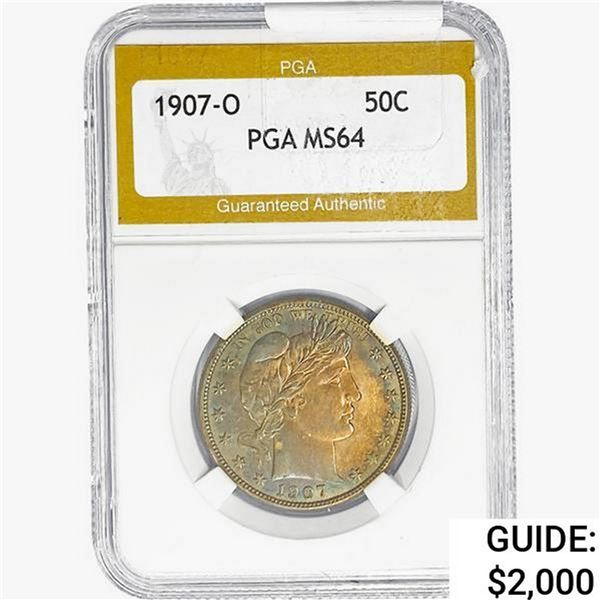 1907-O Barber Half Dollar PGA MS64