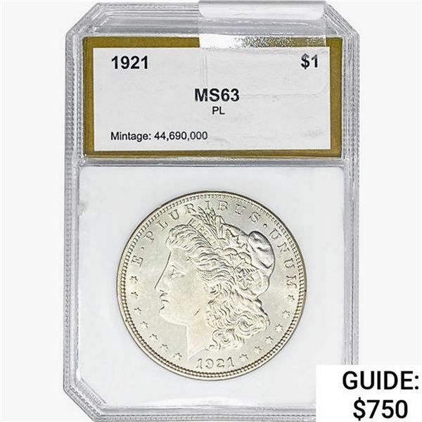 1921 Morgan Silver Dollar PCI MS63 PL