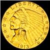 Image 1 : 1913 Indian Head $2.50 Gold Quarter Eagl CLOSELY UNCIRCULATED