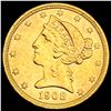 Image 1 : 1908 Liberty Head Half Eagle $5 UNCIRCULATED