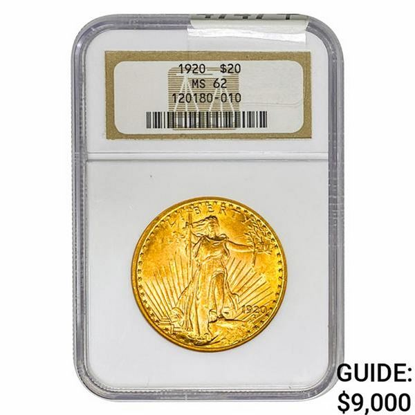1920 $20 Gold Double Eagle NGC MS62
