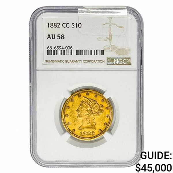 1882-CC $10 Gold Eagle NGC AU58