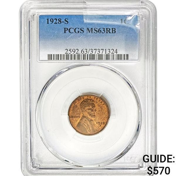1928-S Lincoln Cent PCGS MS63RB