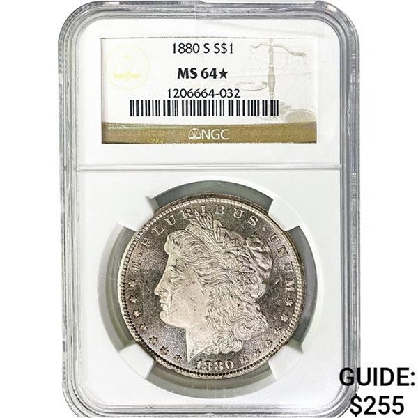 1880-S Morgan Silver Dollar NGC MS64*