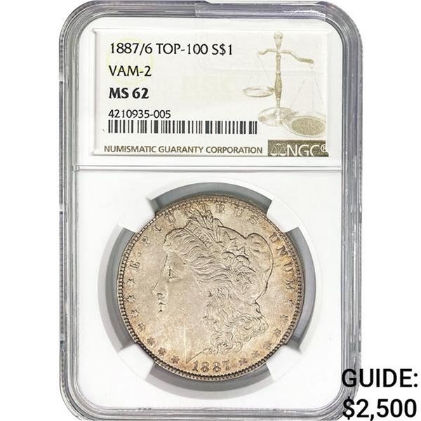 1887/6 Morgan Dollar VAM-2 NGC MS62