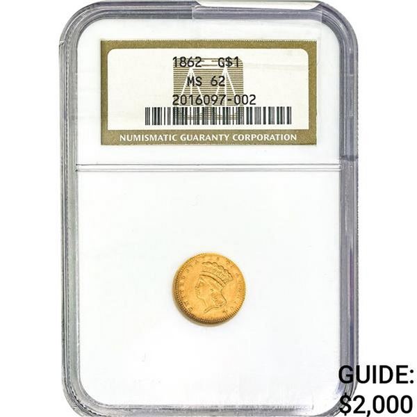 1862 Gold Dollar NGC MS62
