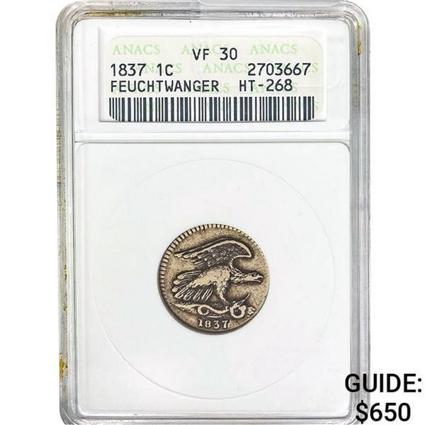 1837 Feuchtwanger 1C ANACS VF30