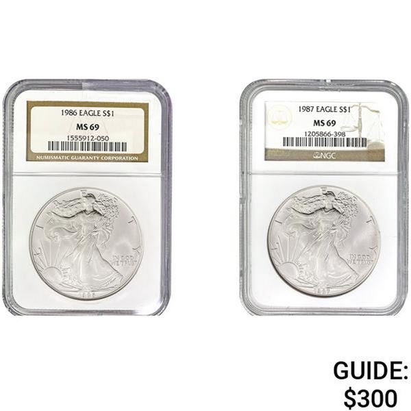 - 1986 Eagle $1 NGC MS69- 1987 Eagle $1