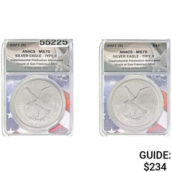 2021 (S) Silver Eagle Type II ANACS MS70