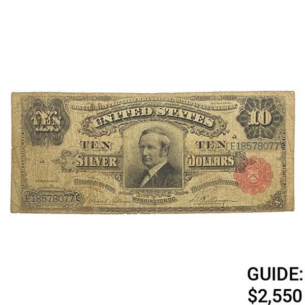 1891 $10 "TOMBSTONE" SILVER CERTIFICATE NOTE